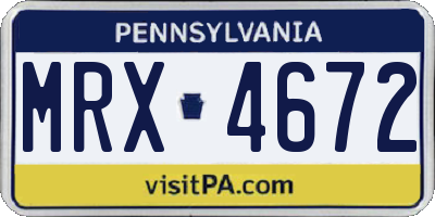 PA license plate MRX4672
