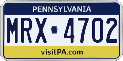 PA license plate MRX4702