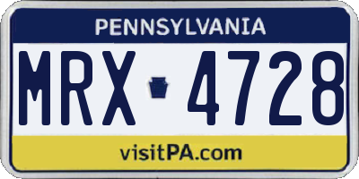 PA license plate MRX4728