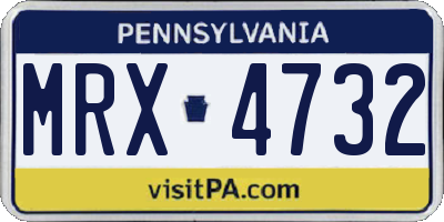 PA license plate MRX4732