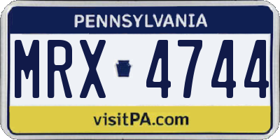 PA license plate MRX4744