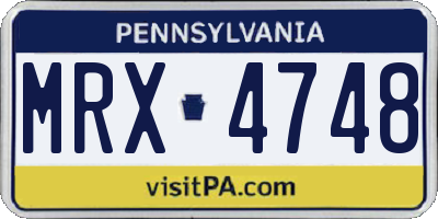 PA license plate MRX4748