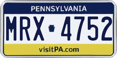 PA license plate MRX4752