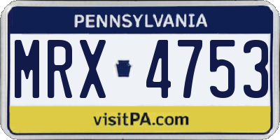 PA license plate MRX4753