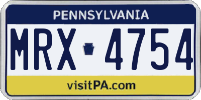 PA license plate MRX4754