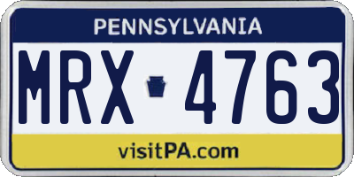 PA license plate MRX4763