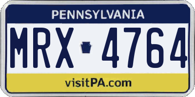 PA license plate MRX4764