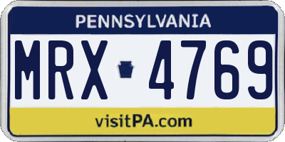 PA license plate MRX4769