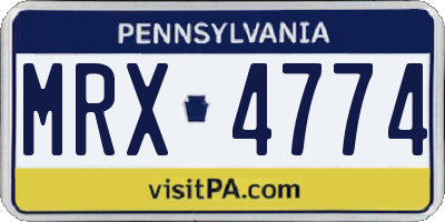 PA license plate MRX4774
