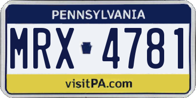 PA license plate MRX4781