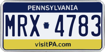 PA license plate MRX4783