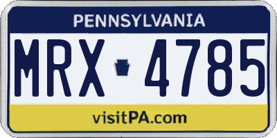 PA license plate MRX4785