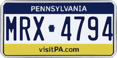 PA license plate MRX4794