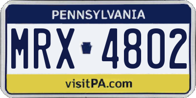 PA license plate MRX4802