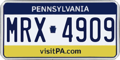 PA license plate MRX4909