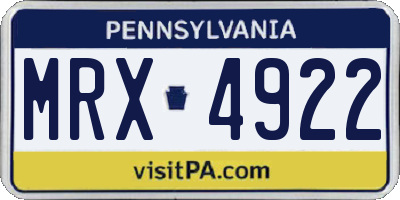PA license plate MRX4922