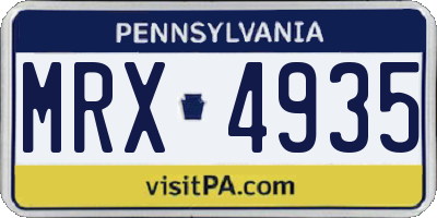 PA license plate MRX4935