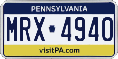 PA license plate MRX4940