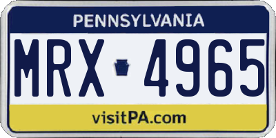 PA license plate MRX4965