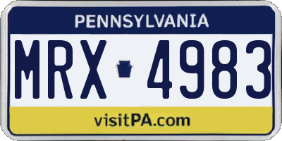 PA license plate MRX4983