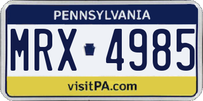 PA license plate MRX4985