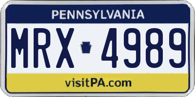 PA license plate MRX4989