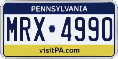 PA license plate MRX4990