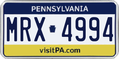 PA license plate MRX4994
