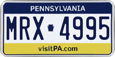 PA license plate MRX4995