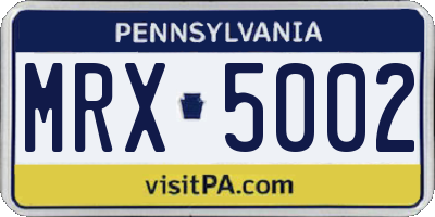 PA license plate MRX5002