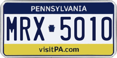 PA license plate MRX5010