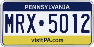PA license plate MRX5012