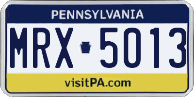 PA license plate MRX5013