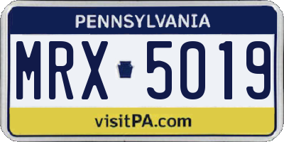 PA license plate MRX5019
