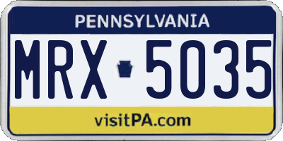 PA license plate MRX5035