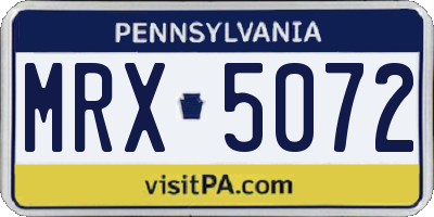 PA license plate MRX5072