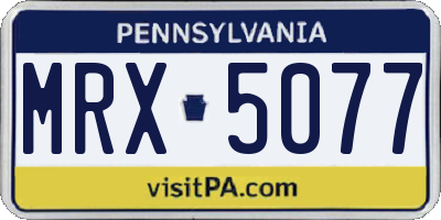 PA license plate MRX5077