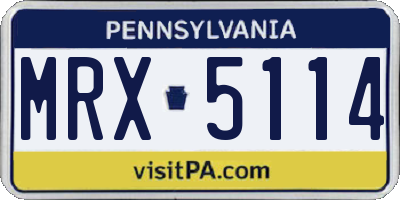 PA license plate MRX5114