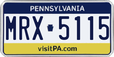 PA license plate MRX5115