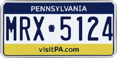 PA license plate MRX5124