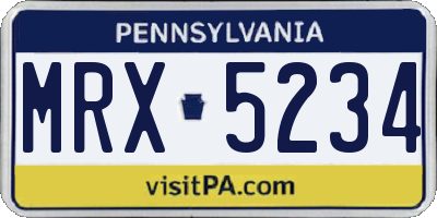 PA license plate MRX5234