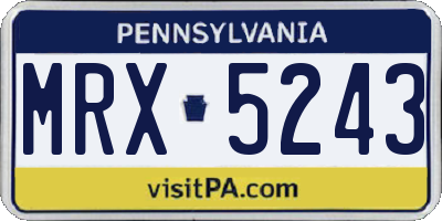PA license plate MRX5243