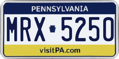 PA license plate MRX5250