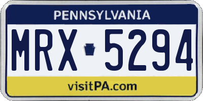 PA license plate MRX5294