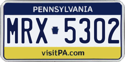 PA license plate MRX5302