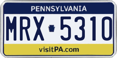 PA license plate MRX5310