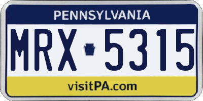 PA license plate MRX5315