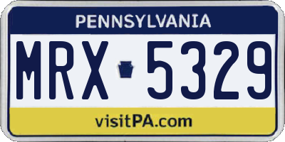 PA license plate MRX5329