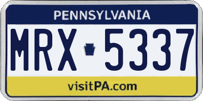 PA license plate MRX5337