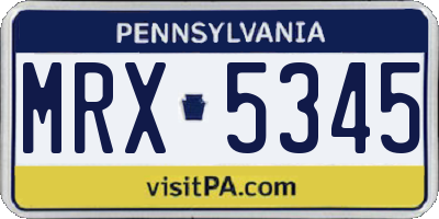 PA license plate MRX5345